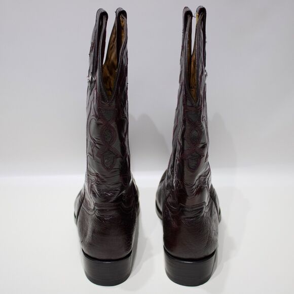 VTG Montana Genuine Ostrich Skin Western Boots Burgundy Brown Men 10.5EE X-Wide - Picture 8 of 16